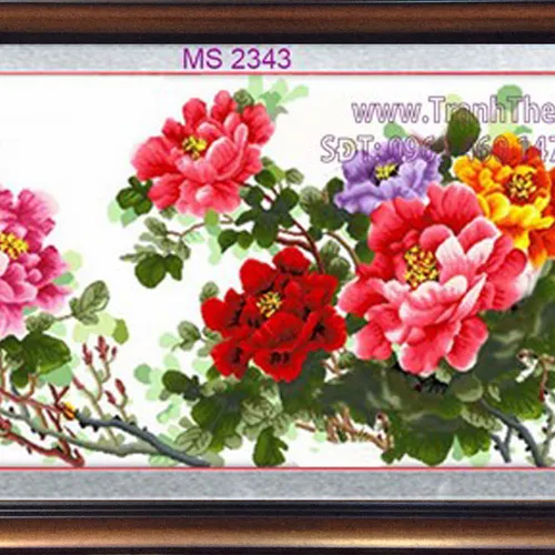 TRANH THÊU HOA MẪU ĐƠN 8 BÔNG MS 2343