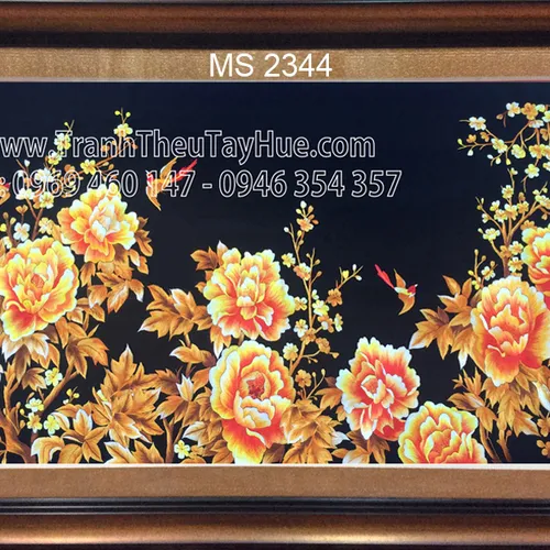 TRANH THÊU HOA MẪU ĐƠN 8 BÔNG MS 2344