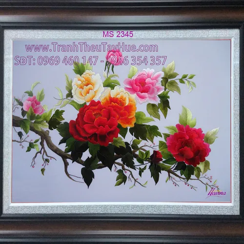 TRANH THÊU HOA MẪU ĐƠN 8 BÔNG MS 2345