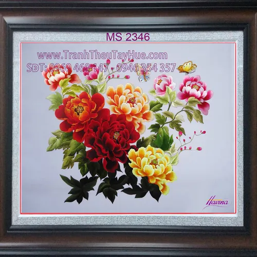 TRANH THÊU HOA MẪU ĐƠN 8 BÔNG MS 2346