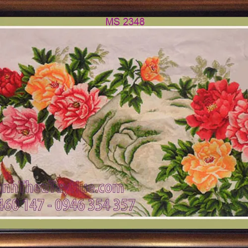 TRANH THÊU HOA MẪU ĐƠN 8 BÔNG MS 2348