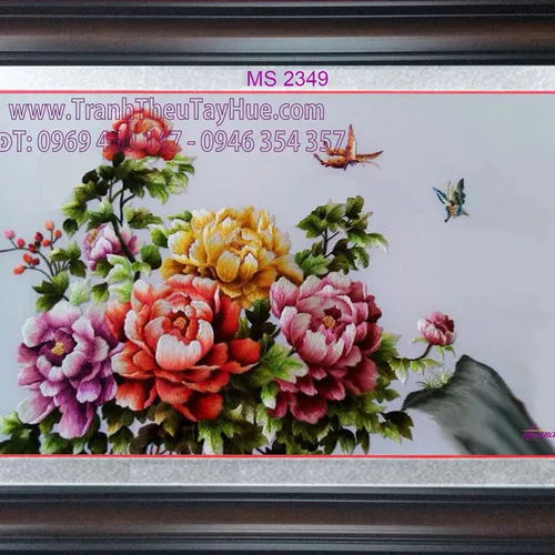 TRANH THÊU HOA MẪU ĐƠN 8 BÔNG MS 2349