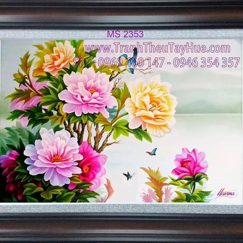 TRANH THÊU HOA MẪU ĐƠN 8 BÔNG MS 2353