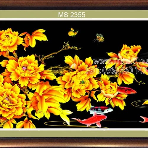 TRANH THÊU HOA MẪU ĐƠN 8 BÔNG MS 2355