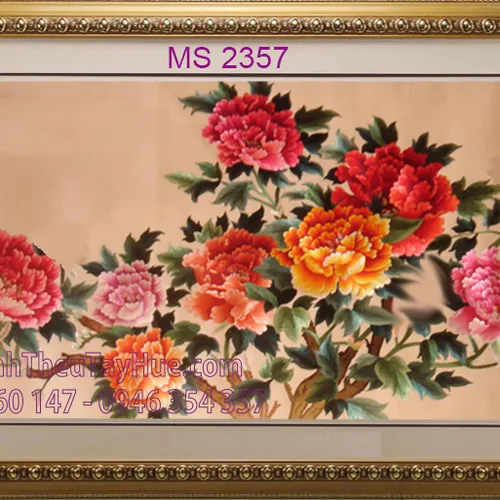 TRANH THÊU HOA MẪU ĐƠN 8 BÔNG MS 2357
