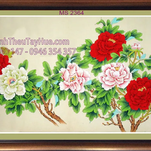 TRANH THÊU HOA MẪU ĐƠN 8 BÔNG MS 2364