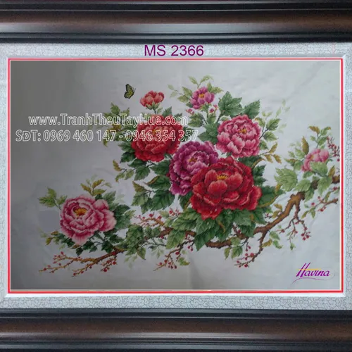 TRANH THÊU HOA MẪU ĐƠN 8 BÔNG MS 2366