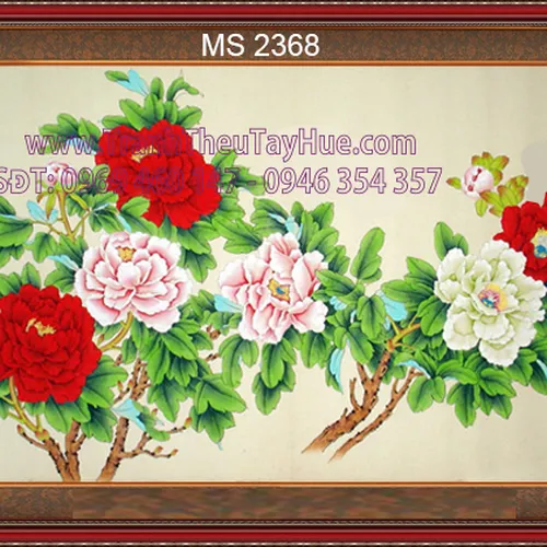 TRANH THÊU HOA MẪU ĐƠN 8 BÔNG MS 2368