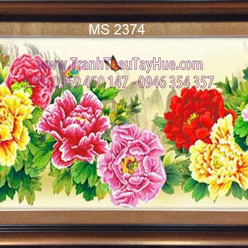TRANH THÊU HOA MẪU ĐƠN 8 BÔNG MS 2374
