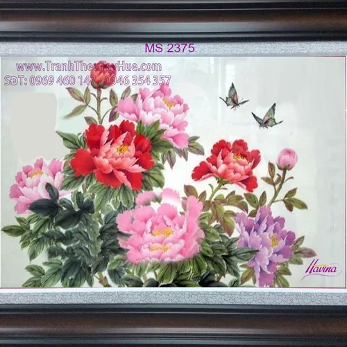 TRANH THÊU HOA MẪU ĐƠN 8 BÔNG MS 2375