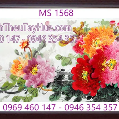 TRANH THÊU HOA MẪU ĐƠN 9 BÔNG MS 1568