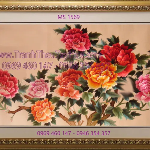 TRANH THÊU HOA MẪU ĐƠN 9 BÔNG MS 1569