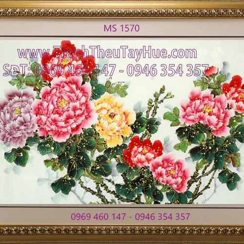 TRANH THÊU HOA MẪU ĐƠN 9 BÔNG MS 1570