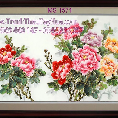 TRANH THÊU HOA MẪU ĐƠN 9 BÔNG MS 1571