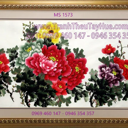 TRANH THÊU HOA MẪU ĐƠN 9 BÔNG MS 1573