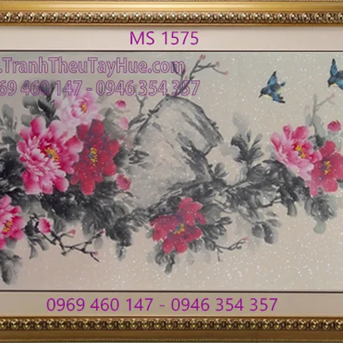 TRANH THÊU HOA MẪU ĐƠN 9 BÔNG MS 1575