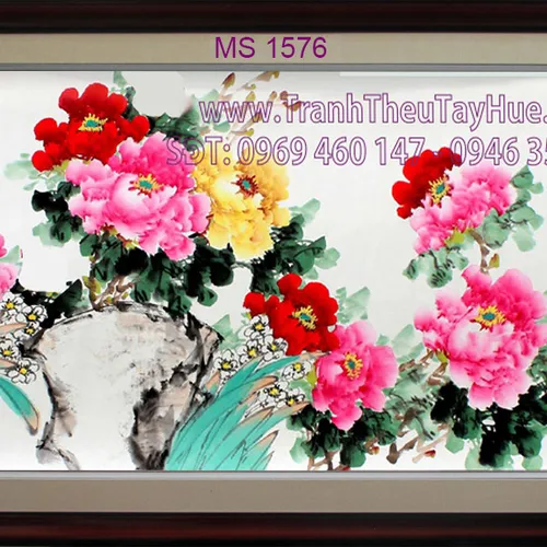 TRANH THÊU HOA MẪU ĐƠN 9 BÔNG MS 1576