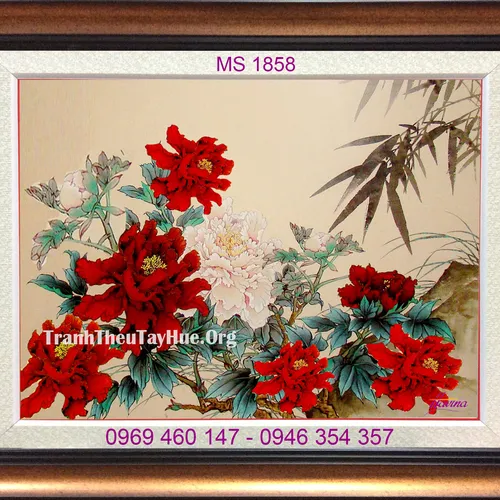 TRANH THÊU HOA MẪU ĐƠN 9 BÔNG MS 1858