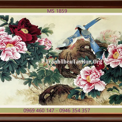 TRANH THÊU HOA MẪU ĐƠN 9 BÔNG MS 1859