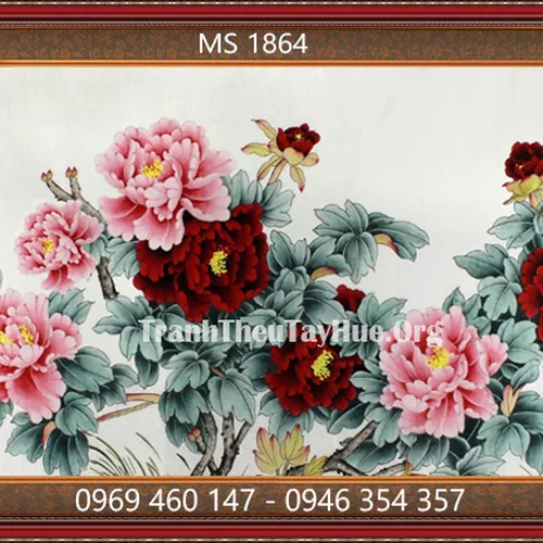 TRANH THÊU HOA MẪU ĐƠN 9 BÔNG MS 1864