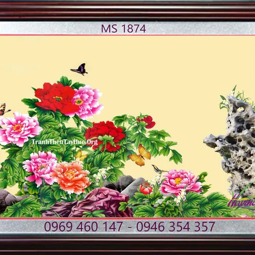 TRANH THÊU HOA MẪU ĐƠN 9 BÔNG MS 1874