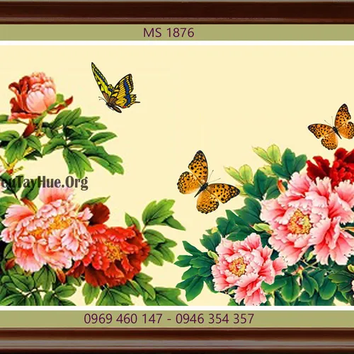TRANH THÊU HOA MẪU ĐƠN 9 BÔNG MS 1876
