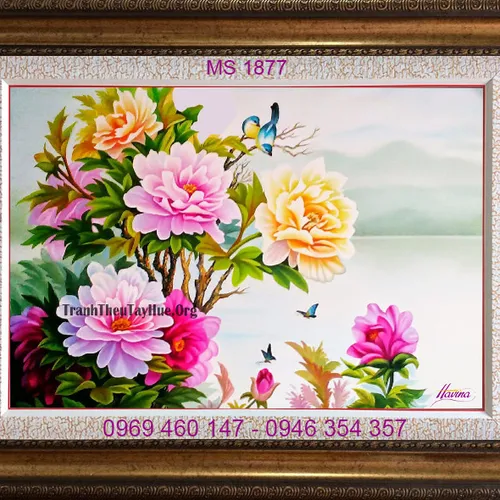 TRANH THÊU HOA MẪU ĐƠN 9 BÔNG MS 1877