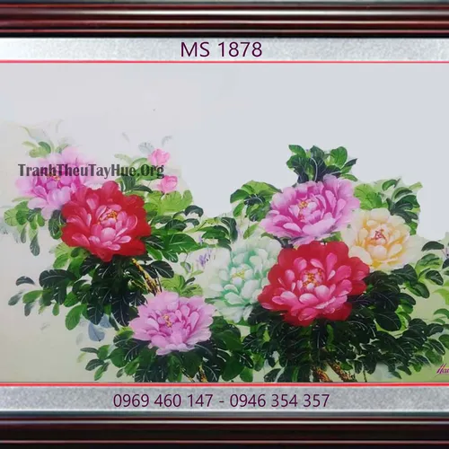 TRANH THÊU HOA MẪU ĐƠN 9 BÔNG MS 1878