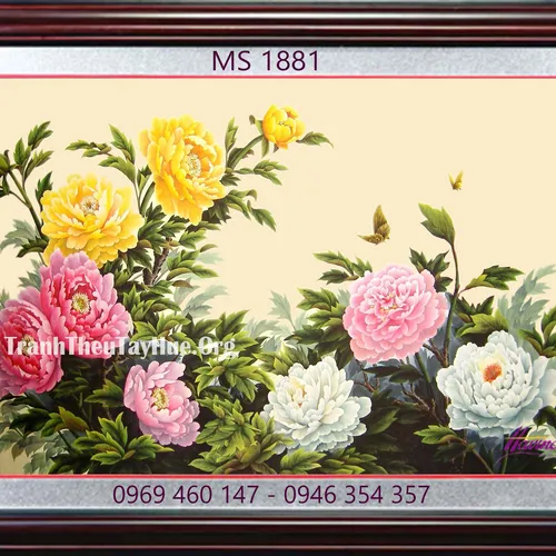 TRANH THÊU HOA MẪU ĐƠN 9 BÔNG MS 1881