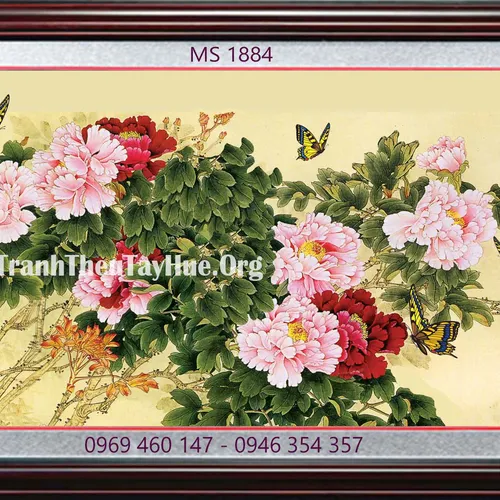 TRANH THÊU HOA MẪU ĐƠN 9 BÔNG MS 1884