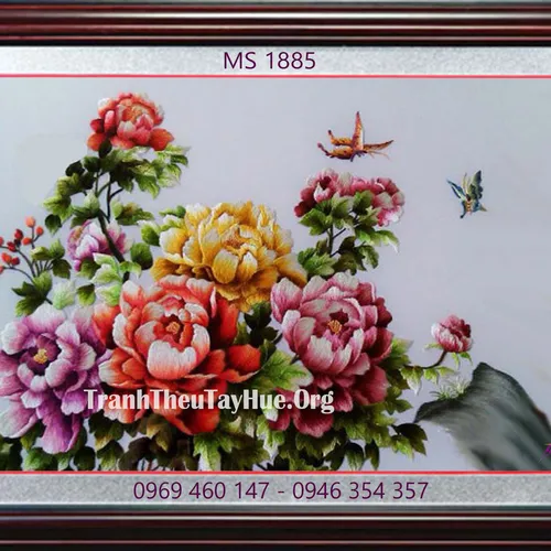 TRANH THÊU HOA MẪU ĐƠN 9 BÔNG MS 1885