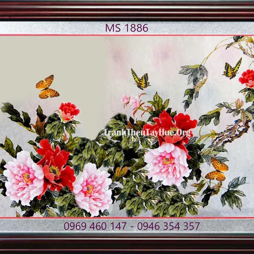 TRANH THÊU HOA MẪU ĐƠN 9 BÔNG MS 1886
