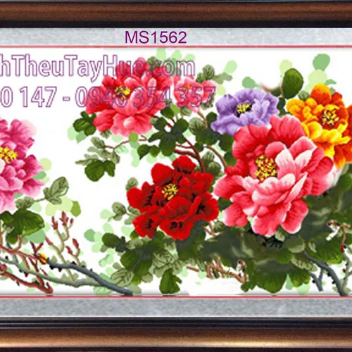 TRANH THÊU HOA MẪU ĐƠN MS 1562