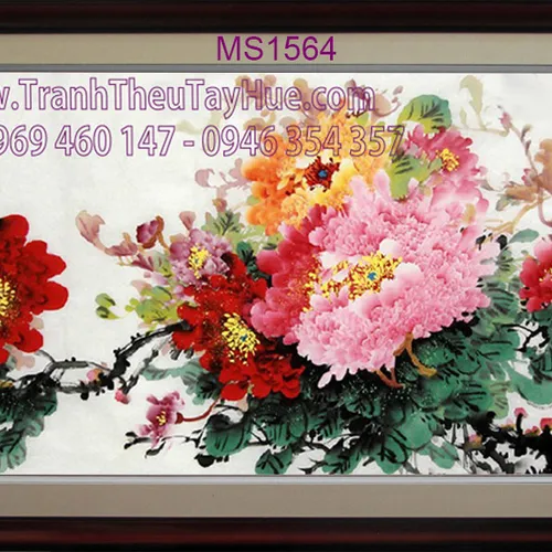 TRANH THÊU HOA MẪU ĐƠN  9 BÔNG MS 1564