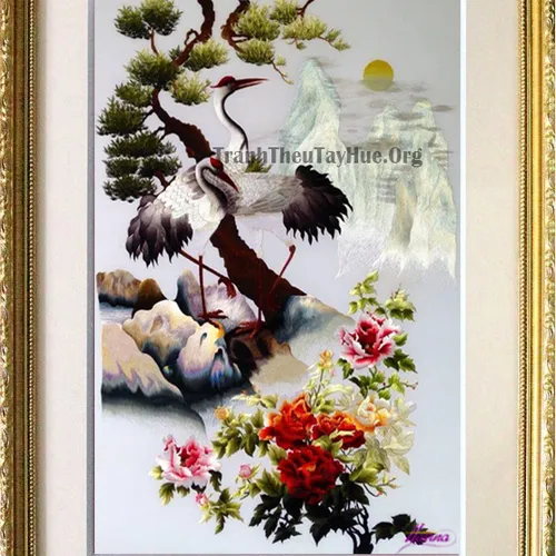 Tranh thêu hoa mẫu đơn MS 202