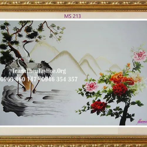 Tranh thêu hoa mẫu đơn MS 213