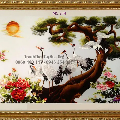 Tranh thêu hoa mẫu đơn MS 214