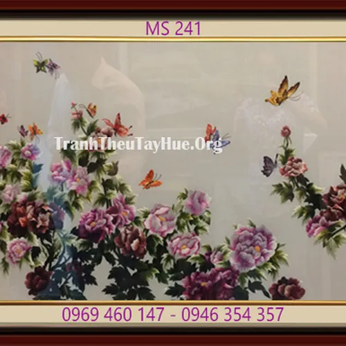 Tranh thêu hoa mẫu đơn MS 241