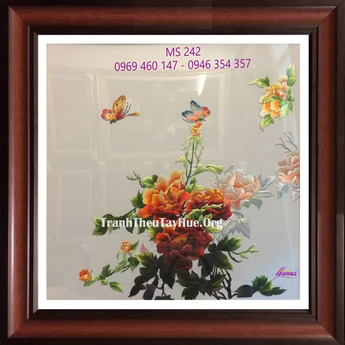 Tranh thêu hoa mẫu đơn MS 242