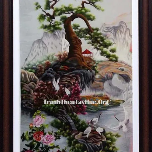 Tranh thêu hoa mẫu đơn MS 243