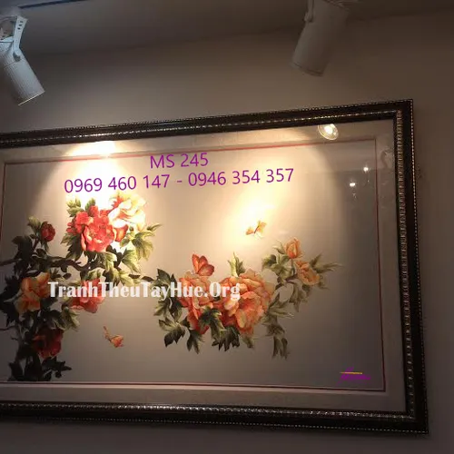Tranh thêu hoa mẫu đơn MS 245