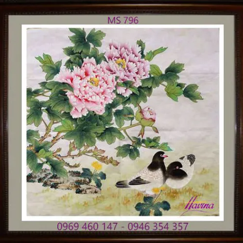 Tranh thêu hoa mẫu đơn MS 796