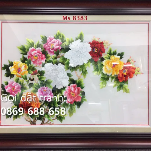 TRANH THÊU HOA MẪU ĐƠN MS 83