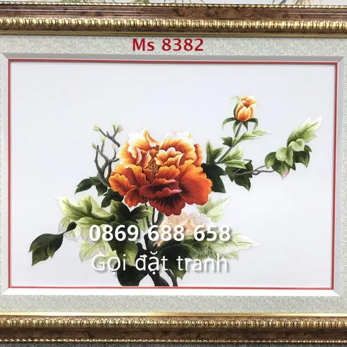 TRANH THÊU HOA MẪU ĐƠN MS 8382