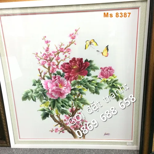 TRANH THÊU HOA MẪU ĐƠN MS 8387