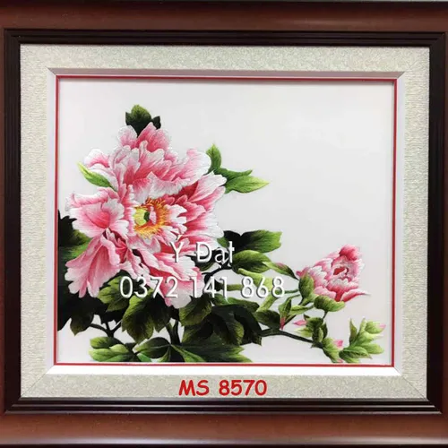 Tranh thêu hoa mẫu đơn ms 8570