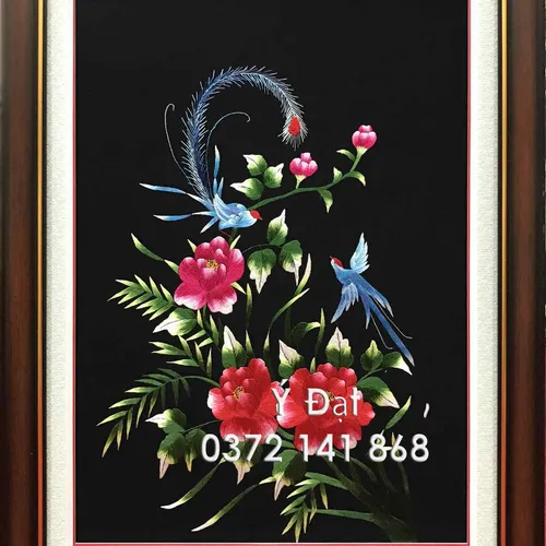 Tranh thêu hoa mẫu đơn ms 8675