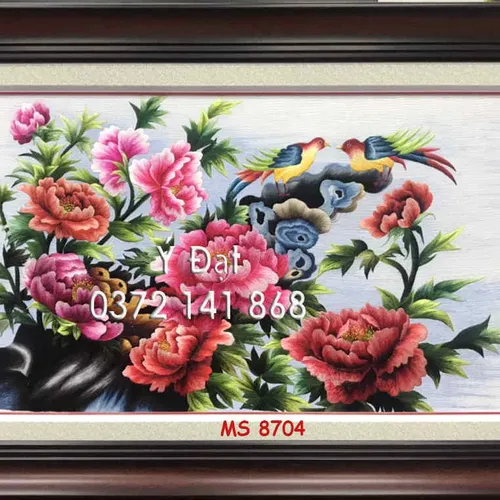 Tranh thêu hoa mẫu đơn ms 8704