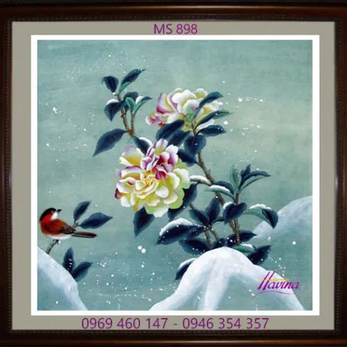 Tranh thêu hoa mẫu đơn MS 898