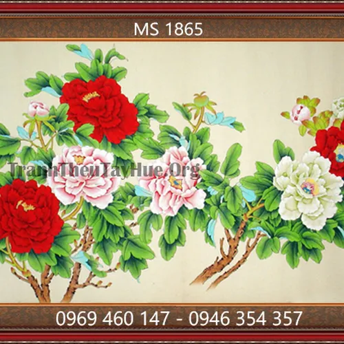 TRANH THÊU HOA MẪU ĐƠN MS 9 BÔNG 1865